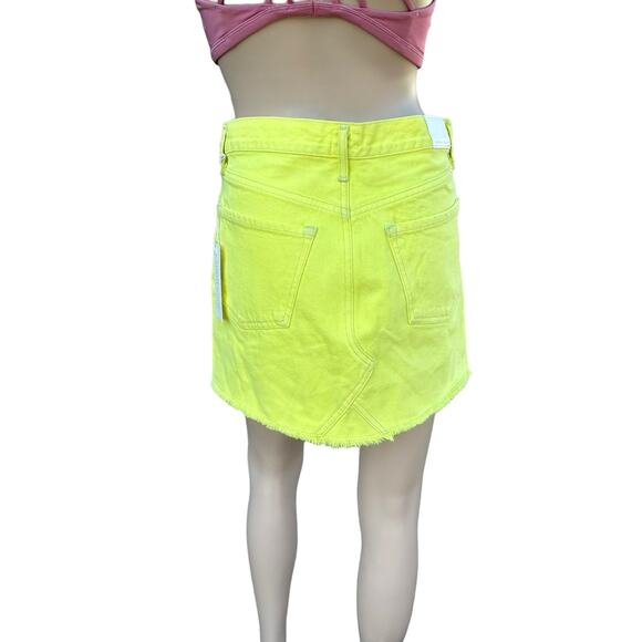 New Citizens of Humanity Blaze Yellow Frayed Hem Jean Denim Mini Skirt Sz 27 - Picture 4 of 12